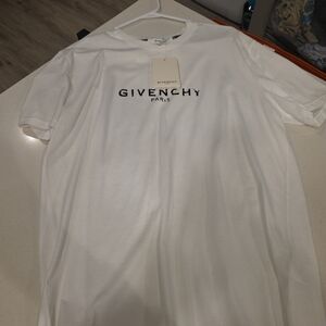 Givenchy White Short Sleeve Tee with Black Logo